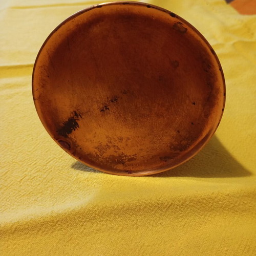 Vintage hammered copper gioumi with lid used, traditional canati