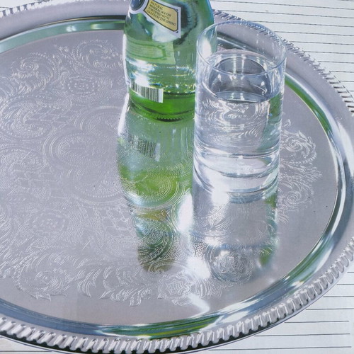 Aluminum serving tray new with vintage designs 35cm