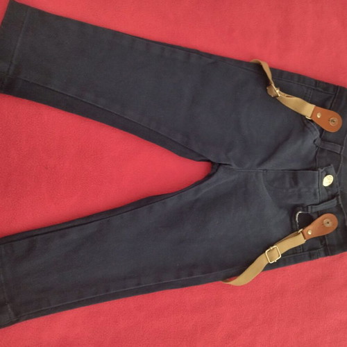 Blue pants with suspenders for 18 months, like new