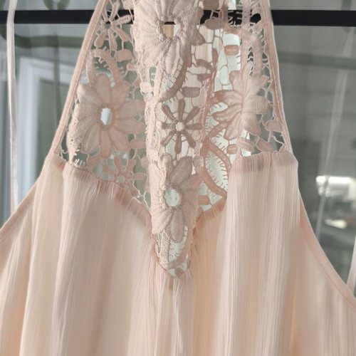 Zara maxi dress with embroidery and open back, pink