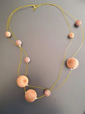 Handmade necklace modern style with copper and brown beads, like new