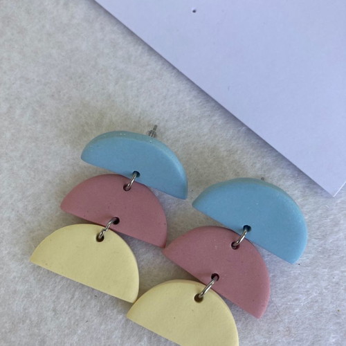 Long colorful handmade clay earrings new