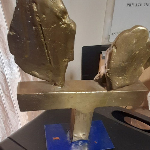 Bernardakis metal sculpture like new, rare bronze on iron base