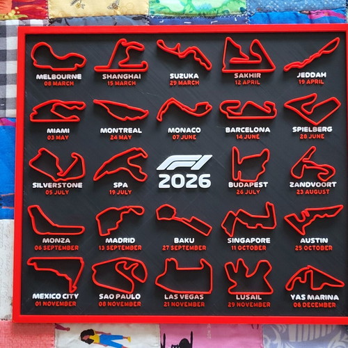 Formula 1 2026 Season Calendar 3D Wall Art New