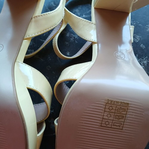 SweetShoes Lemon Yellow High Heel Sandals with Platform, New, Size 39