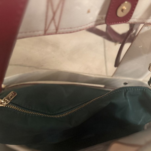 Axel shoulder bag used, transparent with green inner pouch