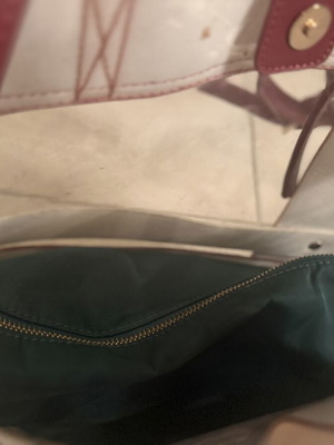 Axel shoulder bag used, transparent with green inner pouch