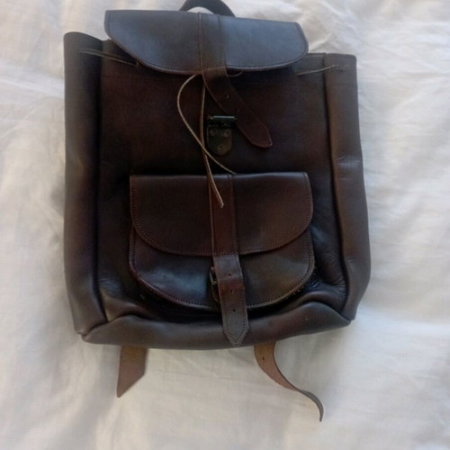 Handmade leather backpack 100% leather like new, brown