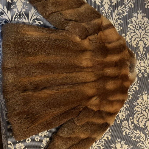Custom fox fur jacket and custom colorful patchwork fur
