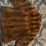 Custom fox fur jacket and custom colorful patchwork fur