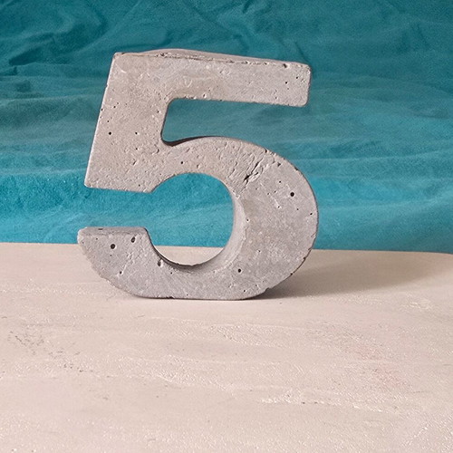 Handmade concrete number 5 decoration