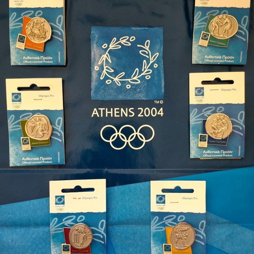 Athens 2004 pins new, ancient coins series set of 7