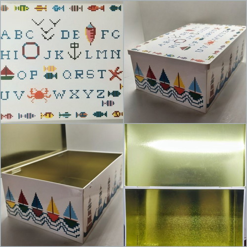 Metal storage box with nautical theme