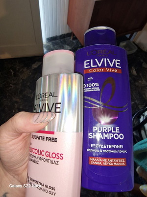 L'Oréal Elvive Glycolic Gloss and Purple Shampoo set, new