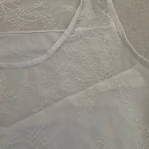 Luna modal sleeveless blouse new, white with lace in S, M, L