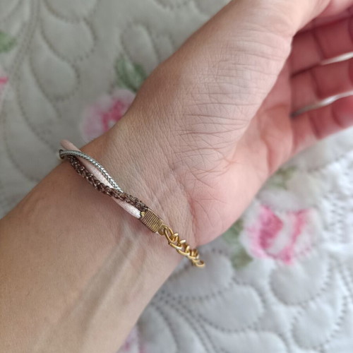Handmade wrist bracelet like new, gray and silver