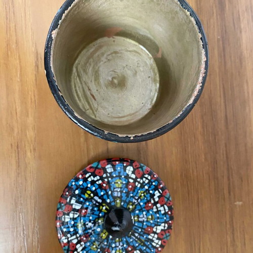 Set of 4 handmade decorative mosaic jars like new