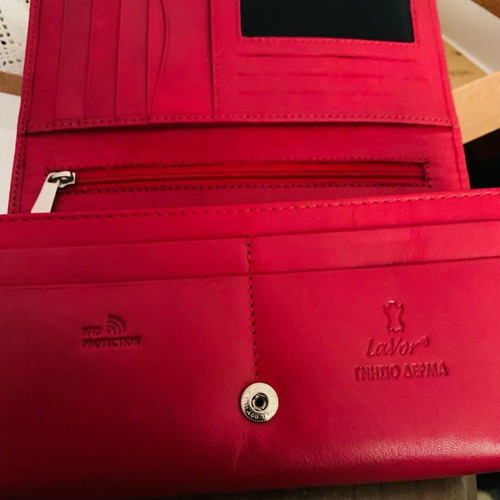 Lavor leather wallet new, large size, red color