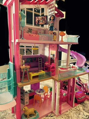 Barbie three-story house like new with furniture and accessories