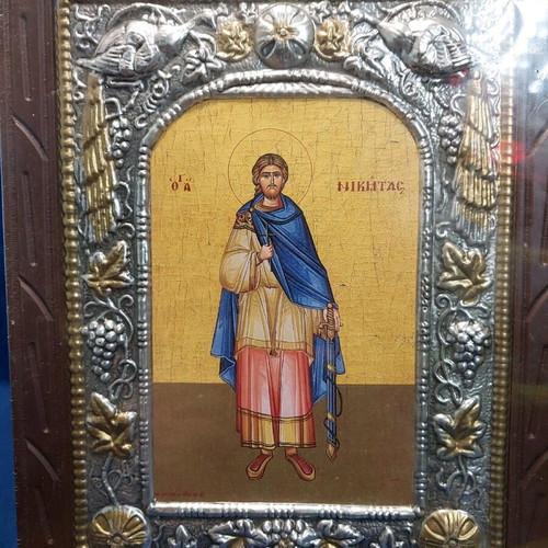 Saint Nikitas icon new, wood and metal