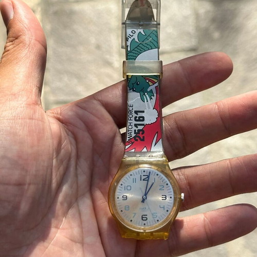 Swatch Watch Force 25161 vintage transparent yellow wristwatch with original strap