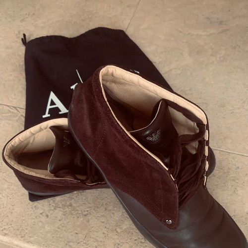 Armani Jeans leather and suede ankle boots, brown, size 46