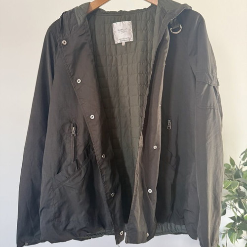Zara Trafaluc hooded utility parka jacket, size L, dark khaki