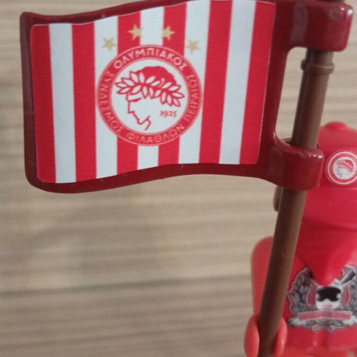 Playmobil Olympiacos Fan Figure like new with team flag