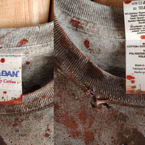 Bite Me Bloody Muddy Distressed Ripped T-shirt with Sleeves Daryl Dixon