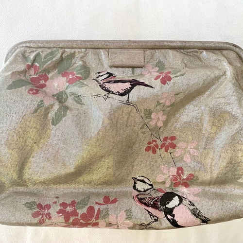 Miss Budd Love Birds leather clutch bag silver with bird design