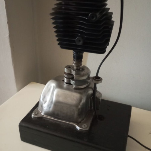 Handmade industrial style desk lamp from chainsaw motor, new