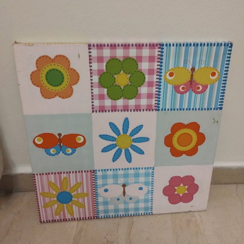 Kids wall art used, flowers and butterflies, 40x40 cm
