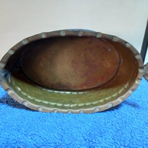 Antique copper vessel handmade and engraved used