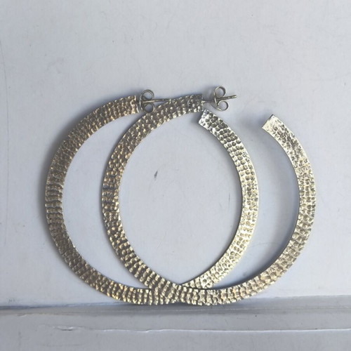 925 Silver Hammered Hoop Earrings like new
