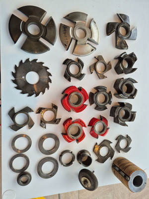 Cutting tools and adapters used, spindle spacers with 50mm shaft