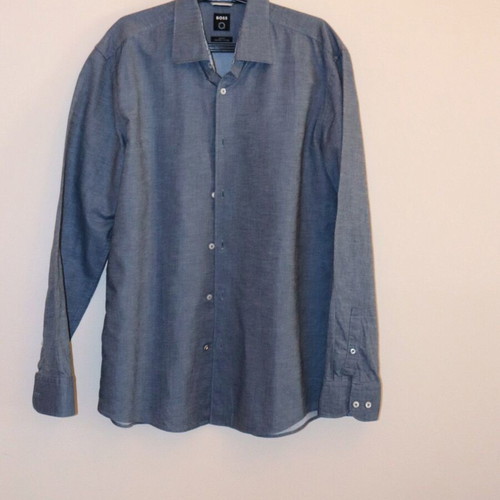 Boss Slim Fit Organic Cotton Blue Shirt, M