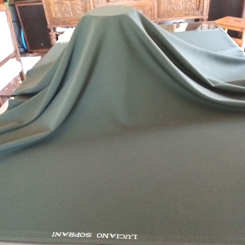 Luciano Soprani 100% wool fabric new, dark warm green
