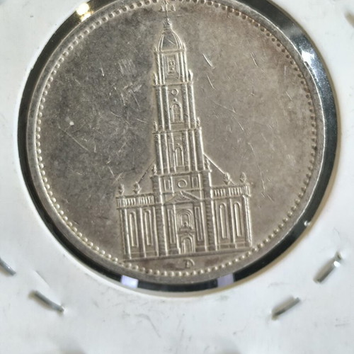 5 Reichsmark 1934 D German coin used, 900‰ silver