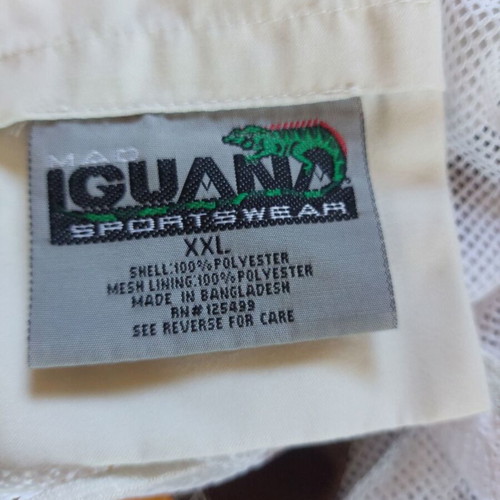 Iguana men's long swim shorts XXL like new, beige with brown and mustard stripes