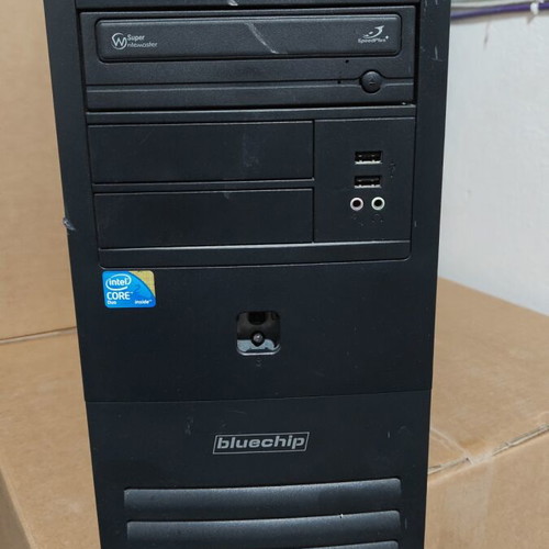 Bluechip computer case used, missing plastic button cover