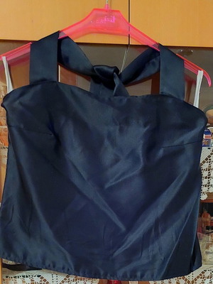 Black shiny satin top with wide straps, like new, size XL