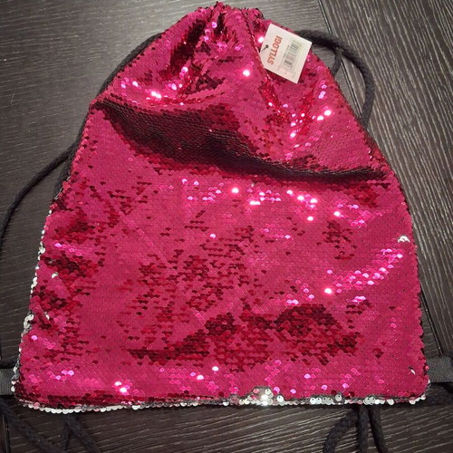 Backpack with pink and silver sequins new
