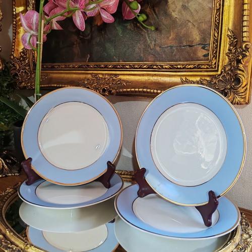 Royal Doulton dessert plates set of 4, blue and gold porcelain