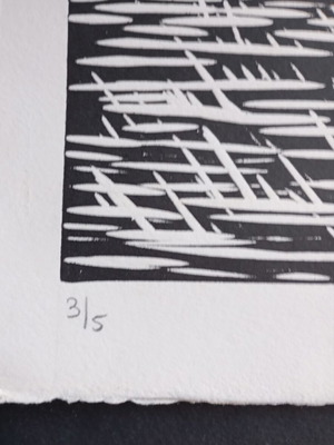 Woodcut artwork 'Dead Nature' signed by K. Evlogimenou