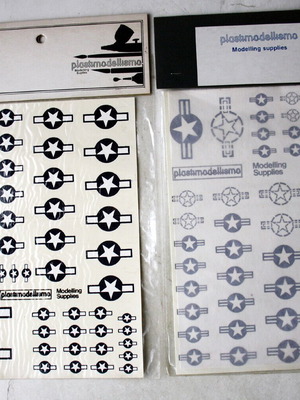 Vintage US Aircraft WW2 model kit stickers 90's, pack of 2
