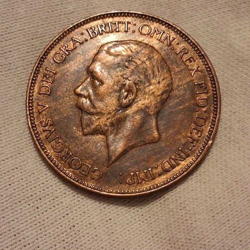 George V Penny of England 1929 used coin