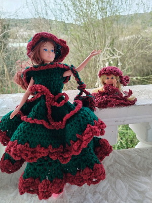 Mommy and baby crocheted dress and doll set new
