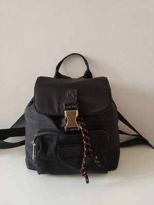 Backpack small women's black like new with gold details