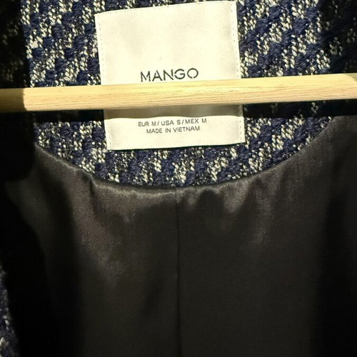 Oversized Mango coat medium, like new, navy blue gray textured knit