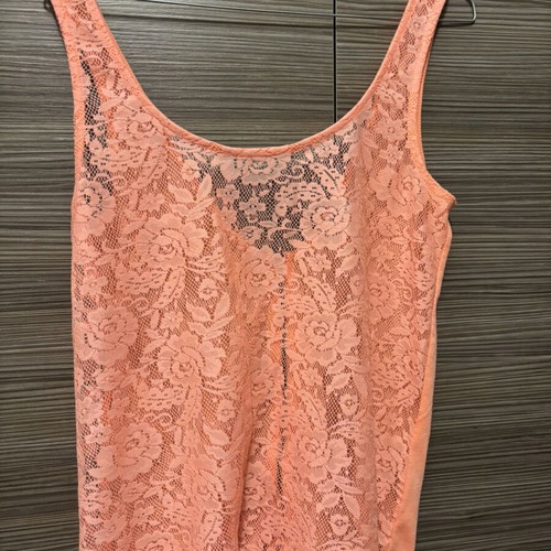 Pull & Bear blouse used, orange with lace front